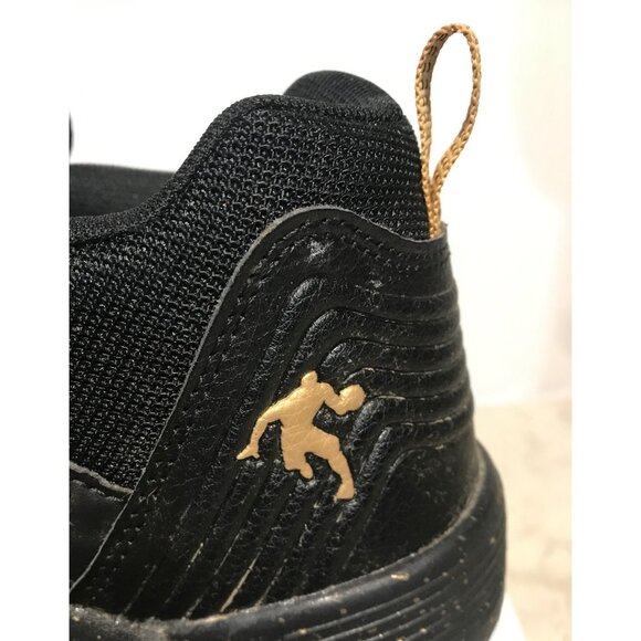 AND1 Size 6 Boys Basketball Shoes Black Gold Mid Top Hook & Loop - Picture 8 of 13